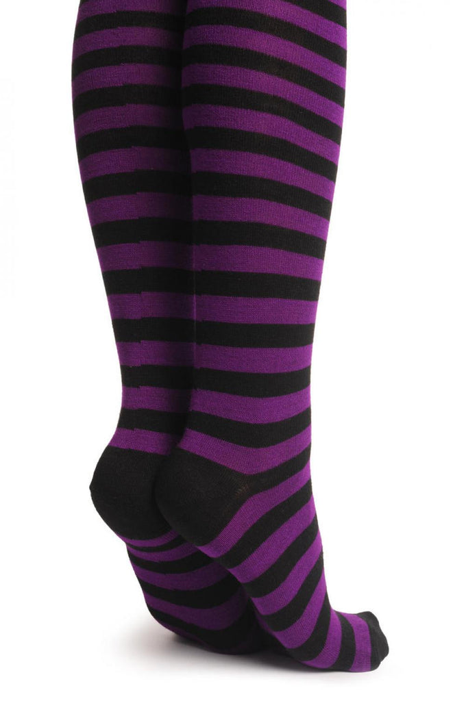 Liss Kiss Purple & Black Stripes - Over The Knee Socks