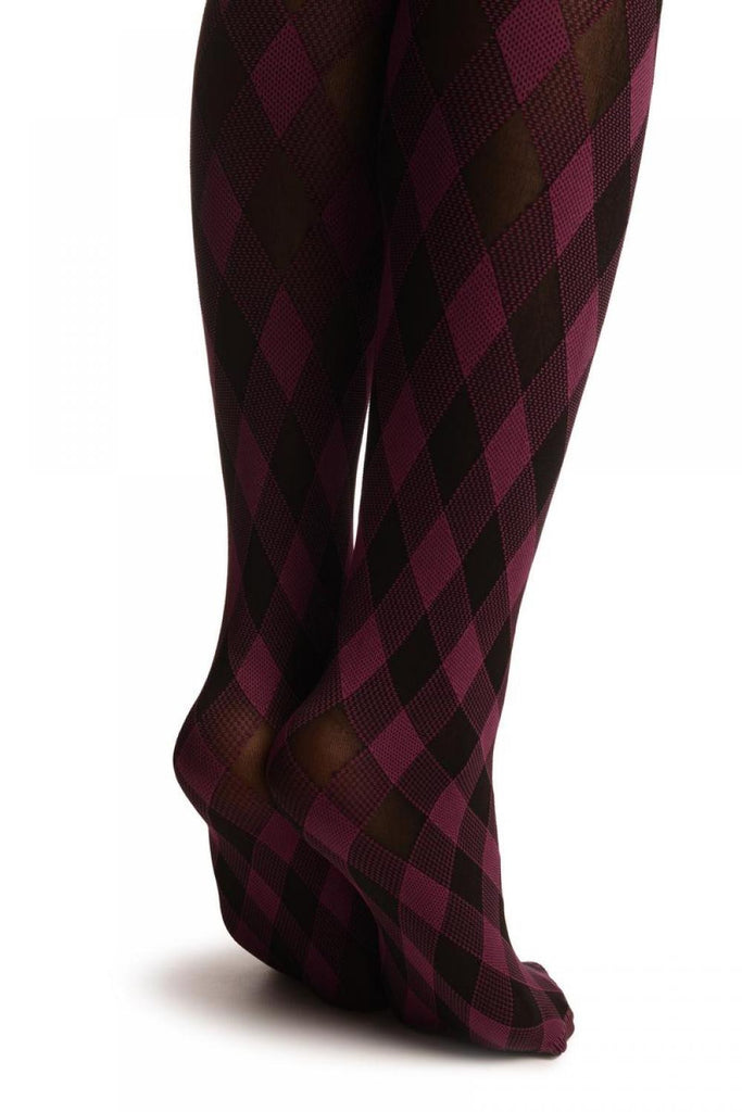 Liss Kiss Purple & Black Woven Gingham - Tights