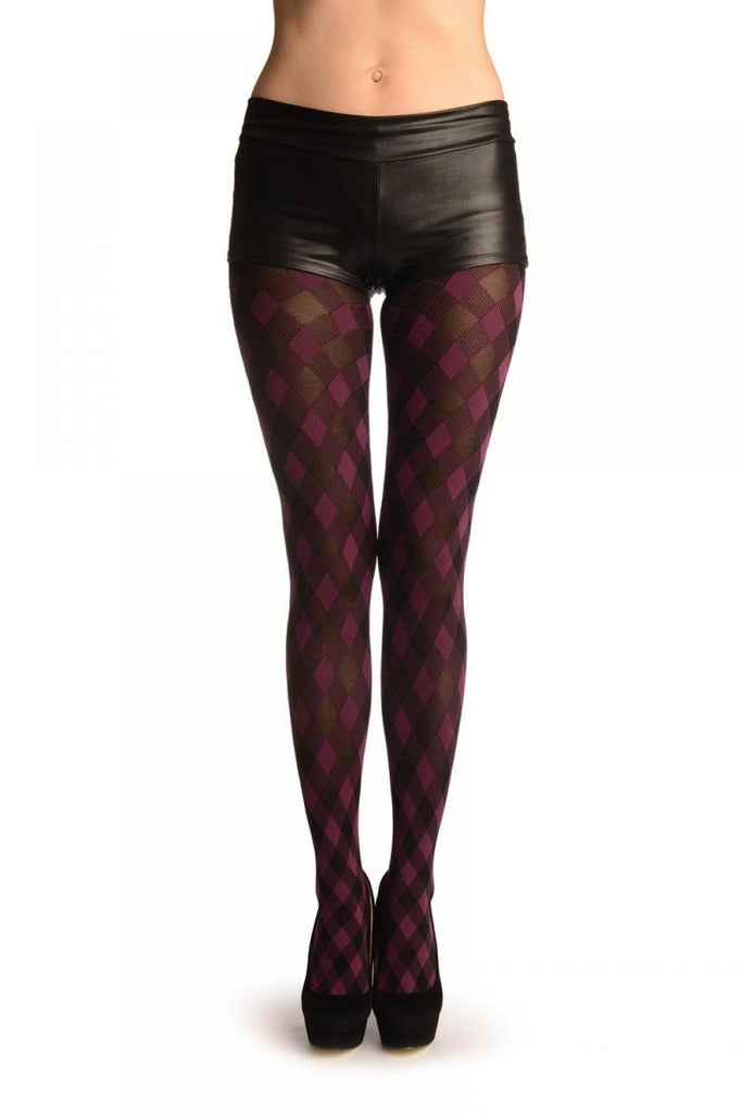 liss kiss Purple & Black Woven Gingham - Tights