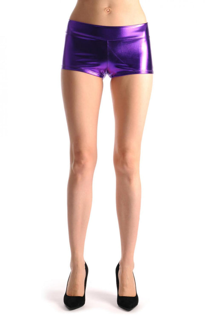 liss kiss Purple Faux Leather Shorts - Shorts