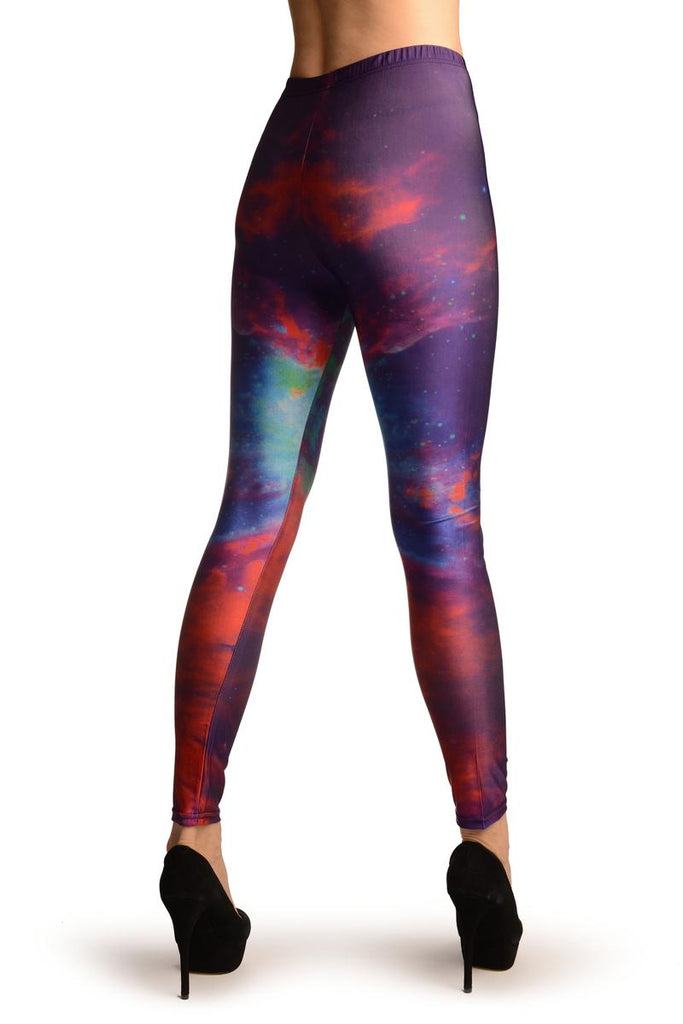 Liss Kiss Purple Galaxy Space Leggings - Leggings