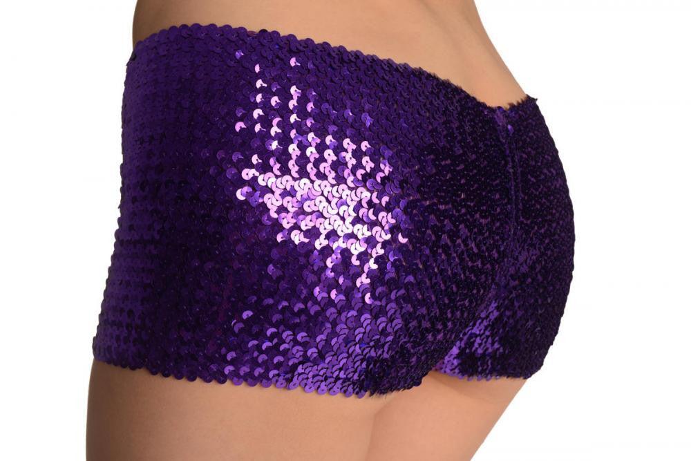 Liss Kiss Purple Sequined Party Shorts - Shorts