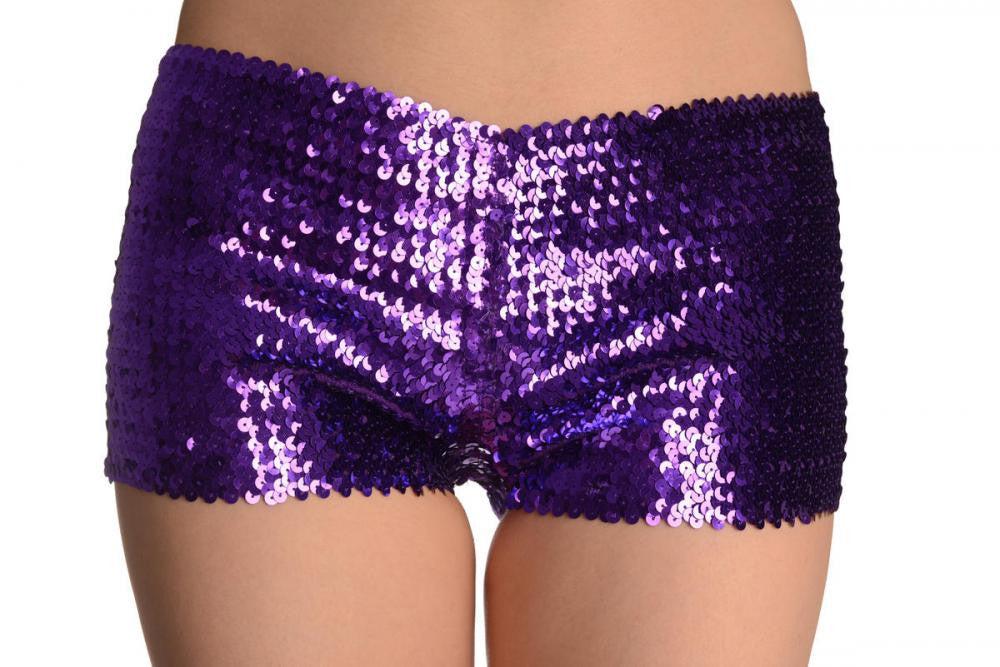 liss kiss Purple Sequined Party Shorts - Shorts