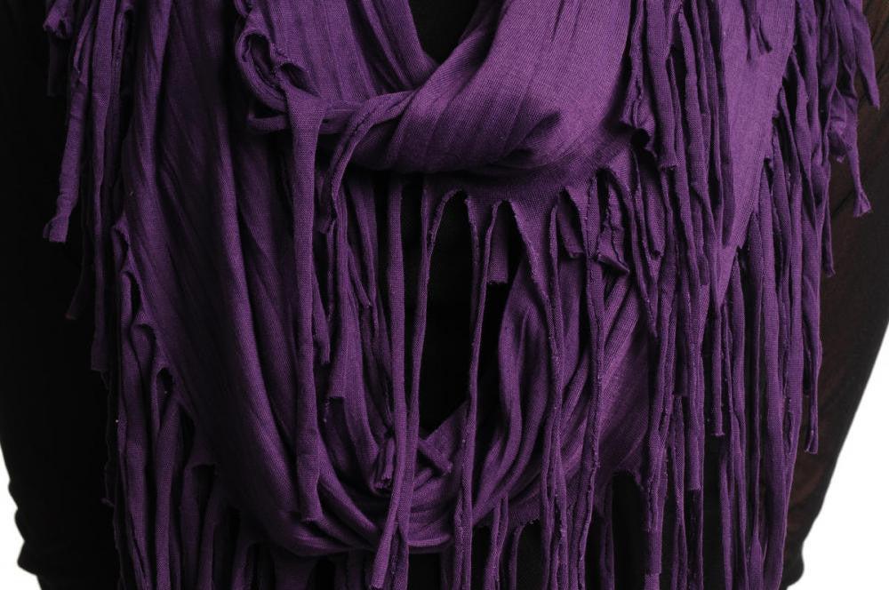 Liss Kiss Purple With Tassels Snood Scarf - Snood