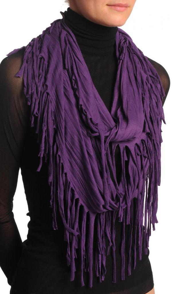 Liss Kiss Purple With Tassels Snood Scarf - Snood