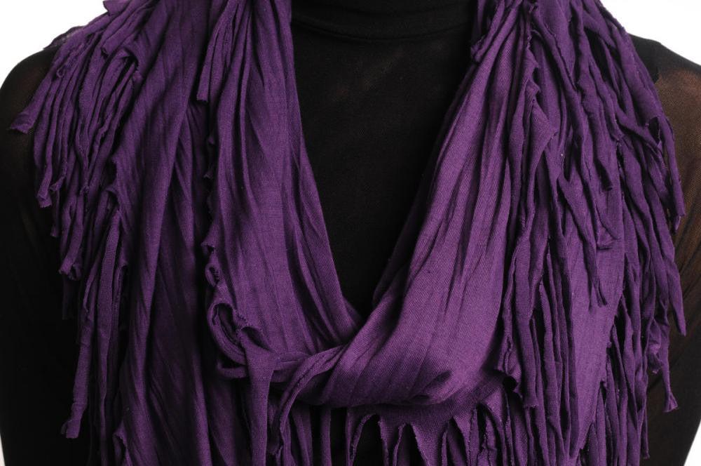 Liss Kiss Purple With Tassels Snood Scarf - Snood