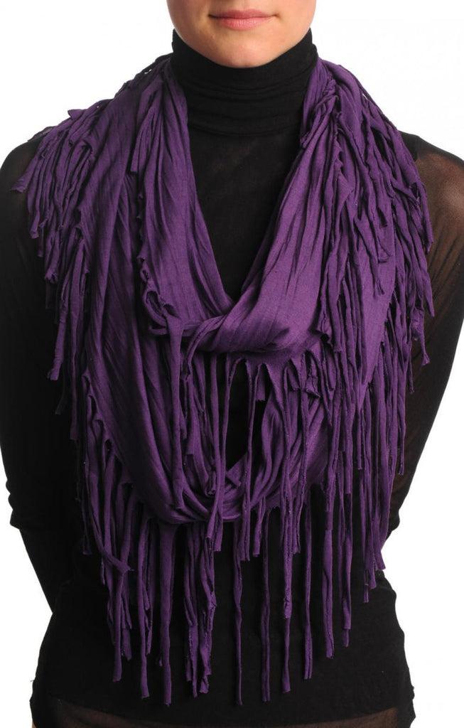 liss kiss Purple With Tassels Snood Scarf - Snood