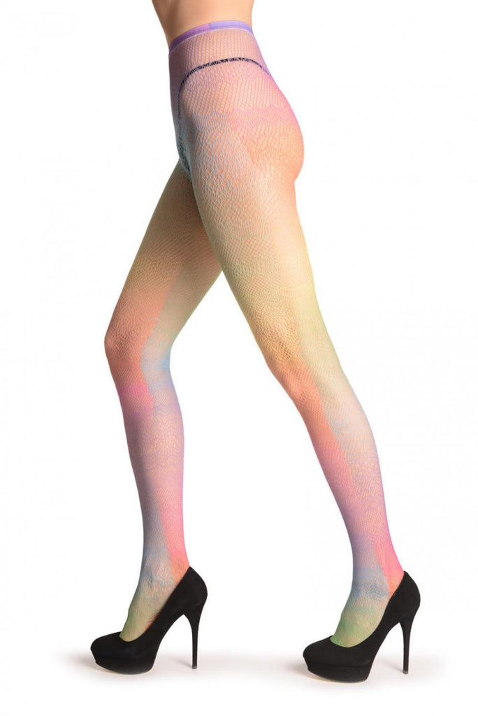 Liss Kiss Rainbow Ombre Crochet Lace - Tights