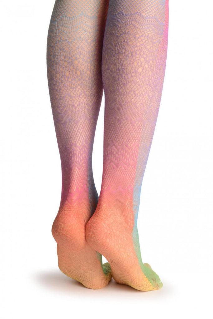 Liss Kiss Rainbow Ombre Crochet Lace - Tights