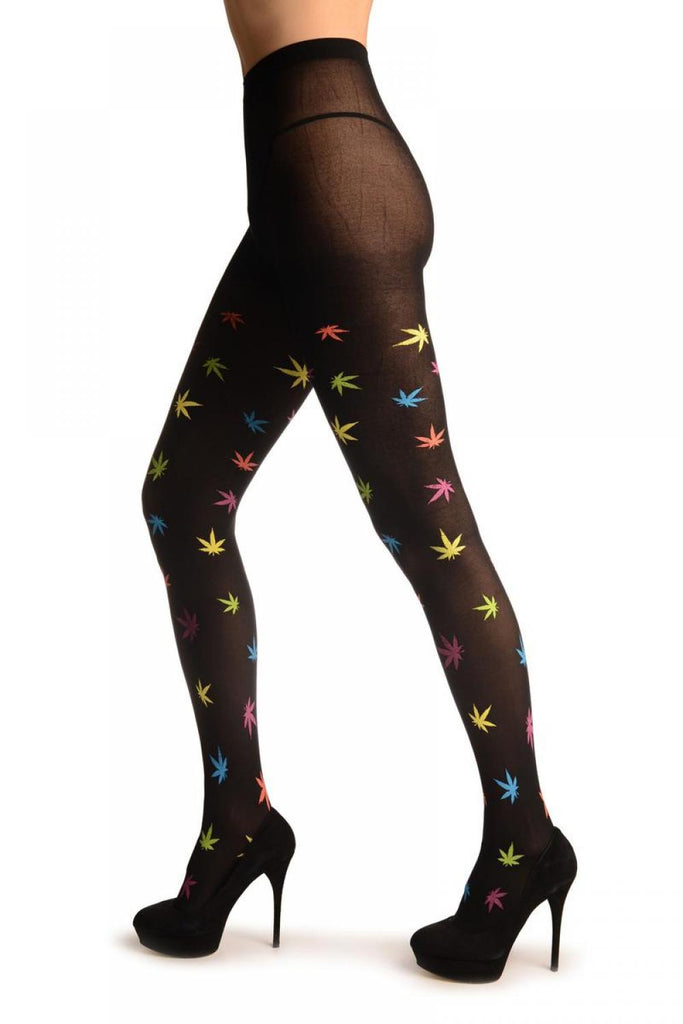 Liss Kiss Rainbow Printed Leaves - Tights