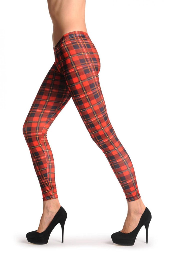 liss kiss Red Black & Orange Tartar - Leggings