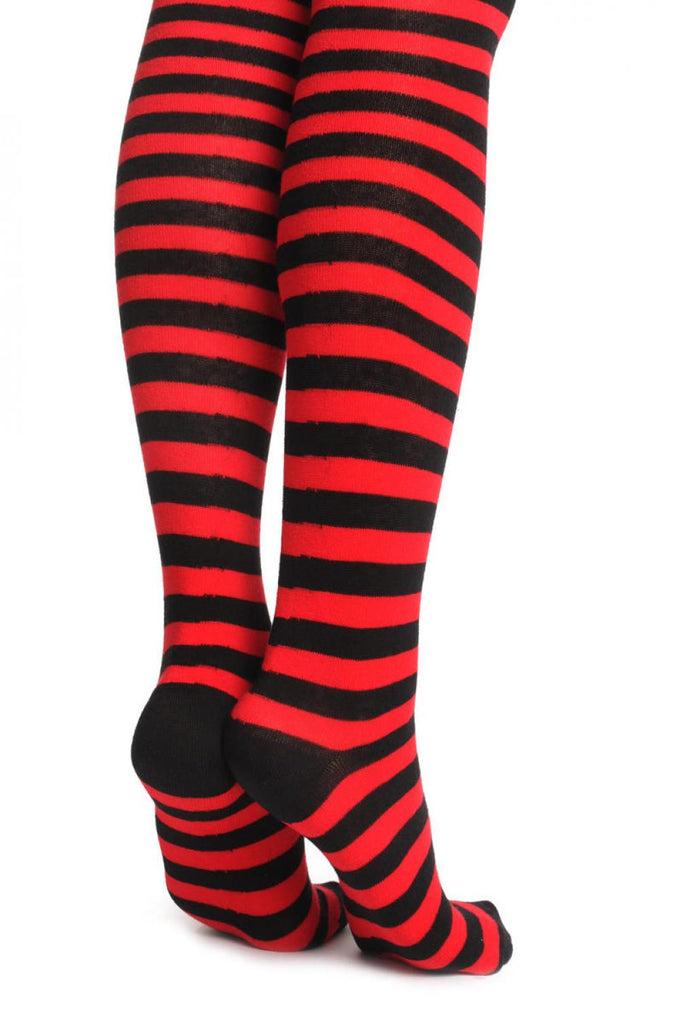 Liss Kiss Red & Black Stripes - Over The Knee Socks