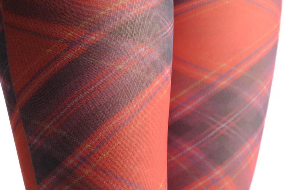 Liss Kiss Red Checkered Diagonal Print - Tights