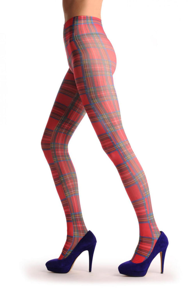 Liss Kiss Red Checkered Print - Tights