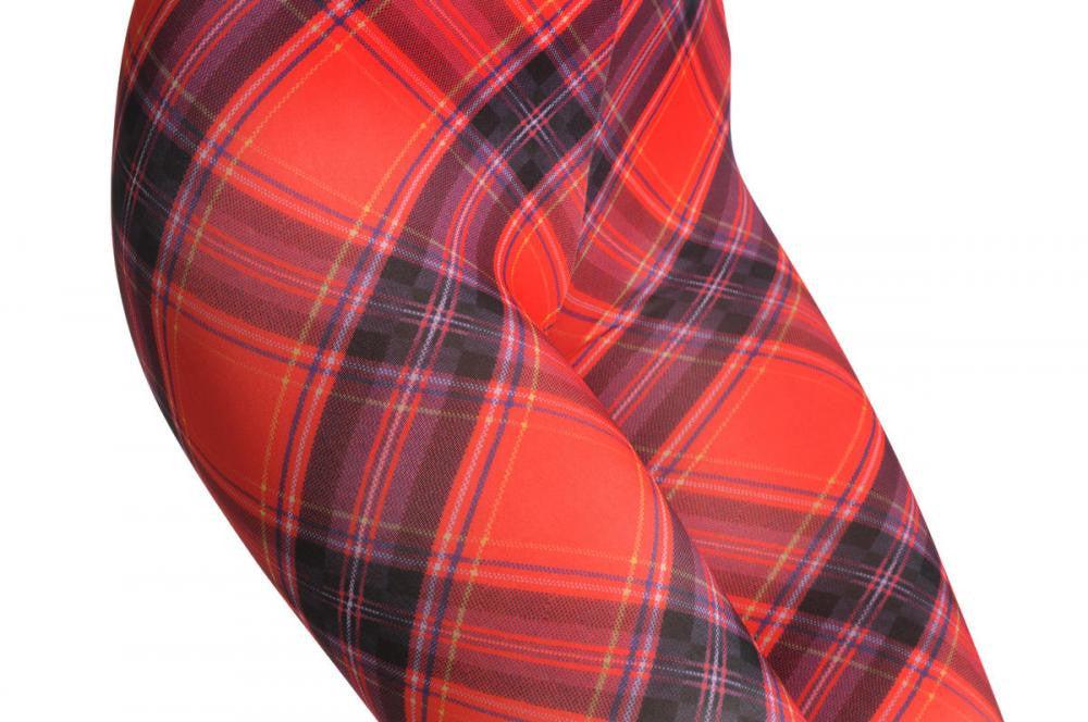 Liss Kiss Red Diagonal Tartan - Leggings