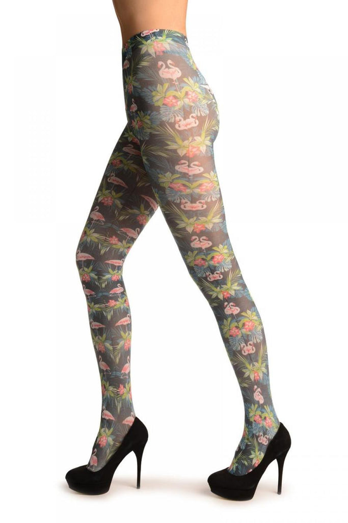 Liss Kiss Red Flower & Flamingo - Tights