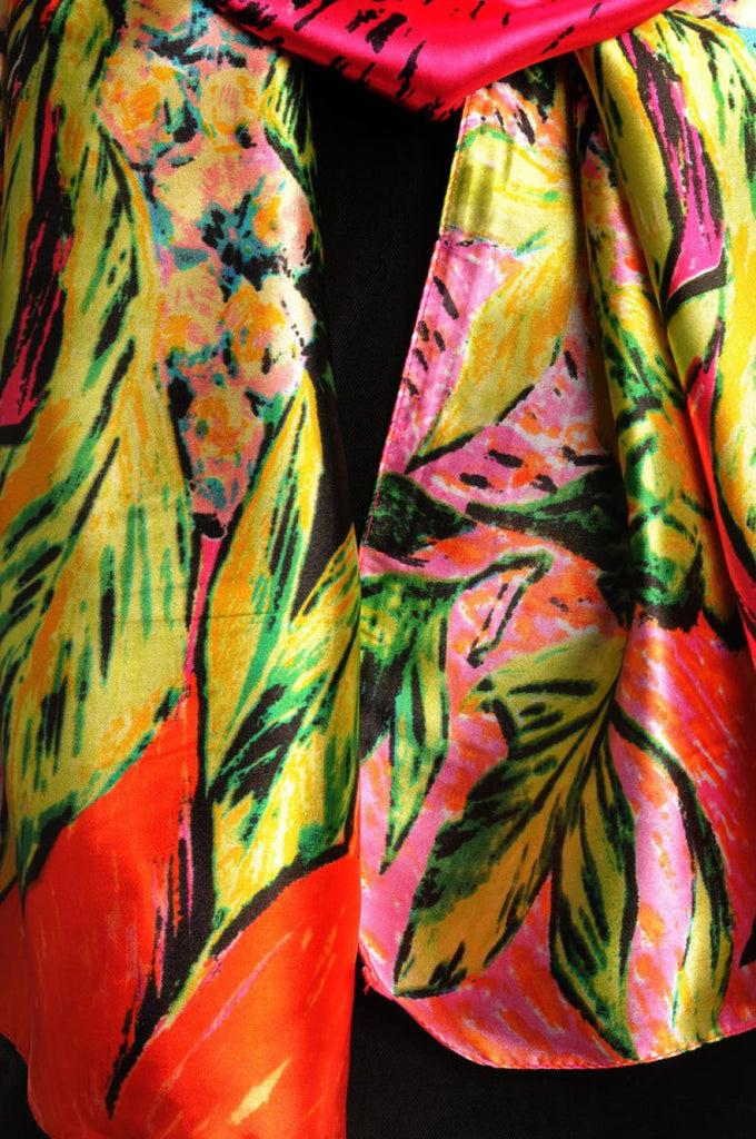 Liss Kiss Red Pink & Green Van Gogh Flowers - Scarf