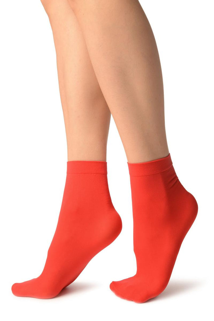 Liss Kiss Red Plain Ankle High Socks - Socks
