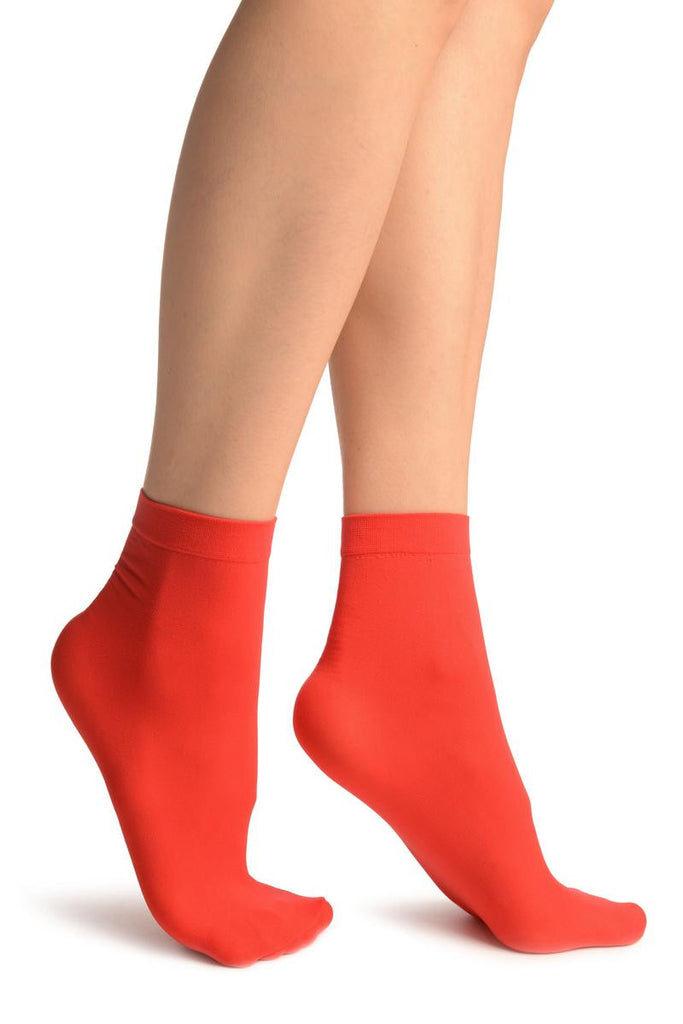 Liss Kiss Red Plain Ankle High Socks - Socks