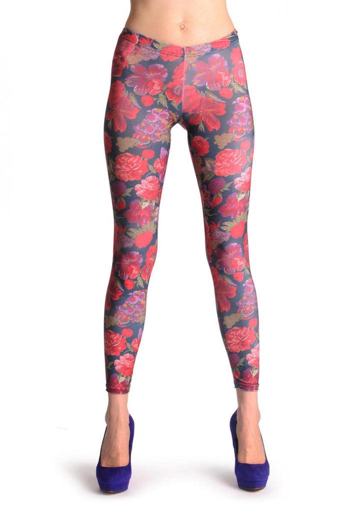 liss kiss Red & Purple Flowers - Leggings