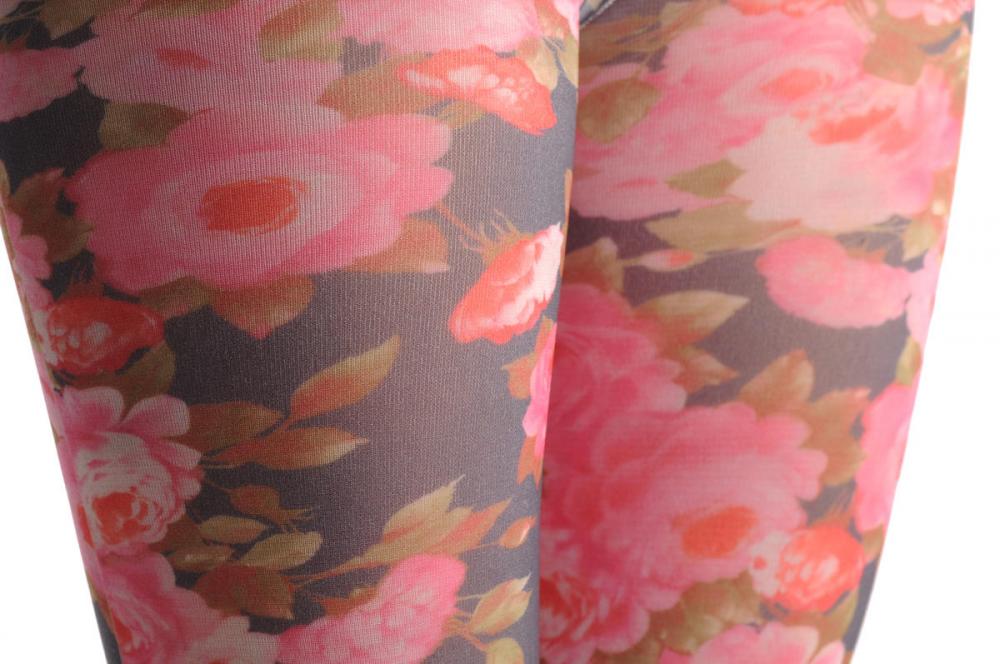 Liss Kiss Red Roses On Black - Tights