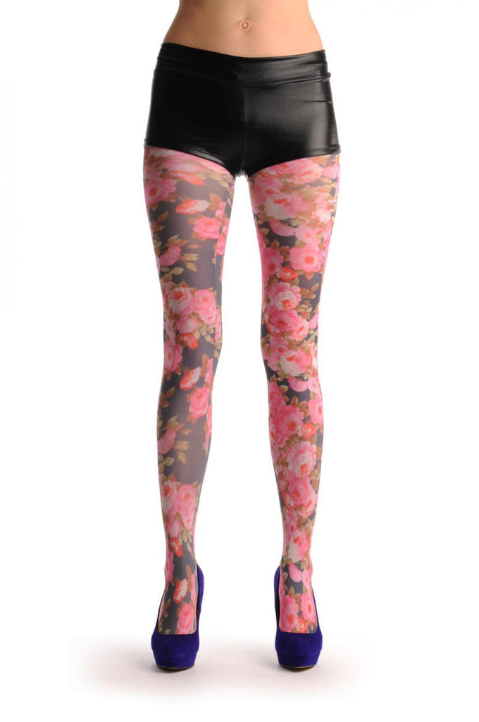 liss kiss Red Roses On Black - Tights