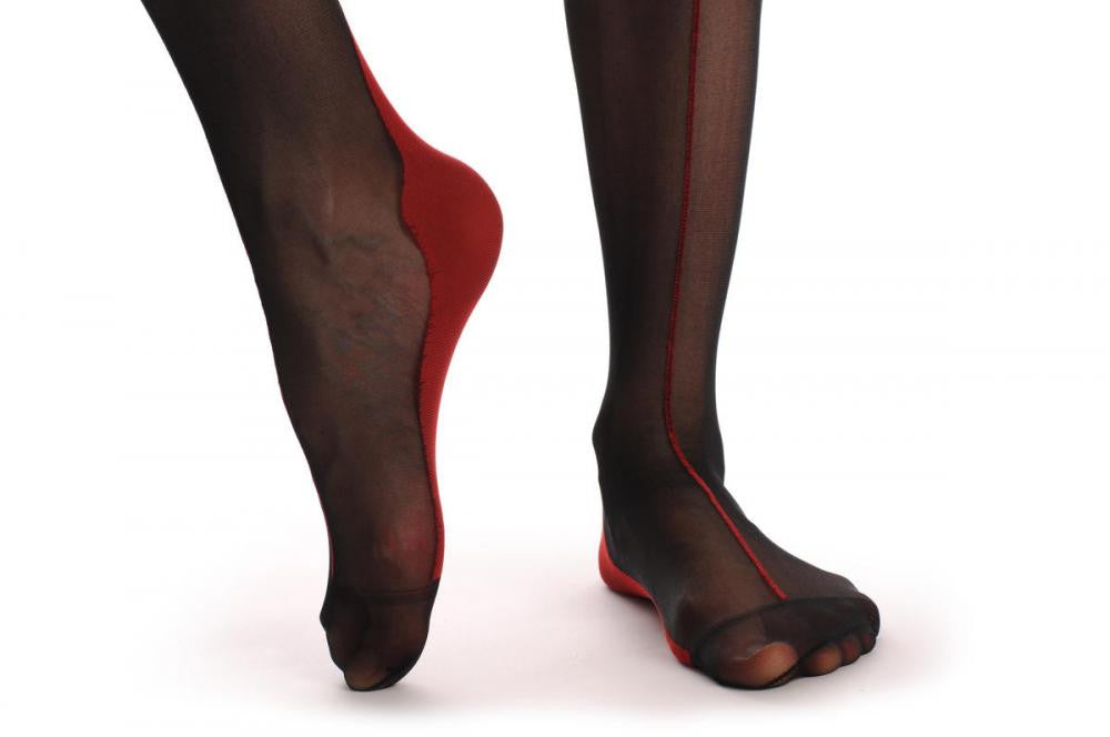 Liss Kiss Red Seam With Large Red Bow - Hold Ups