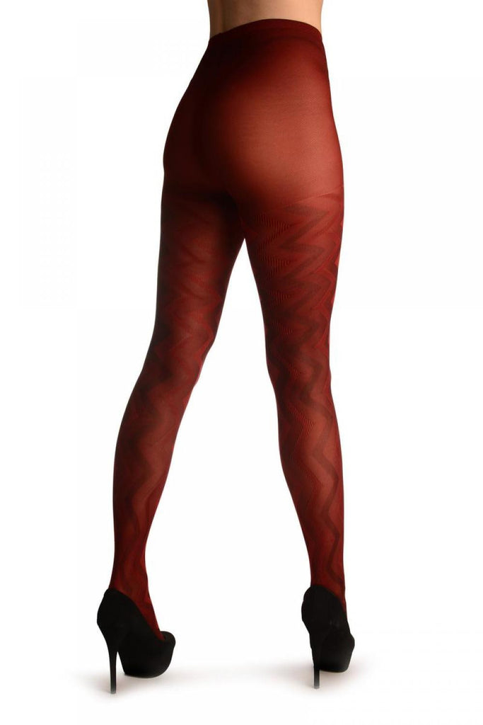 Liss Kiss Red Shade Woven ZigZag - Tights