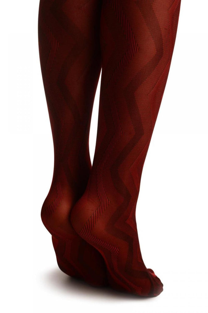 Liss Kiss Red Shade Woven ZigZag - Tights