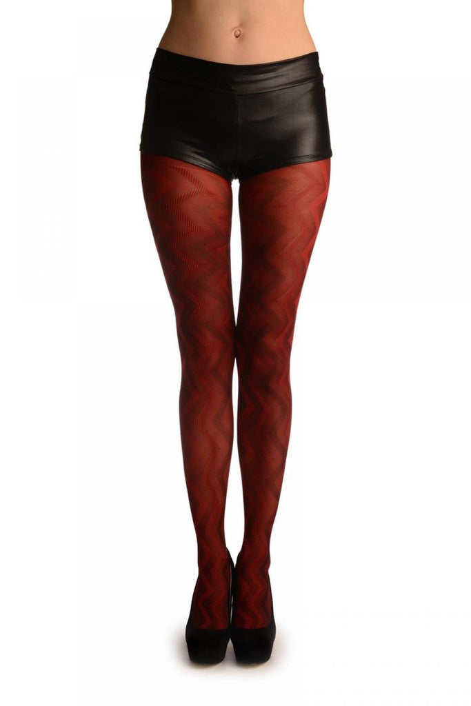 liss kiss Red Shade Woven ZigZag - Tights