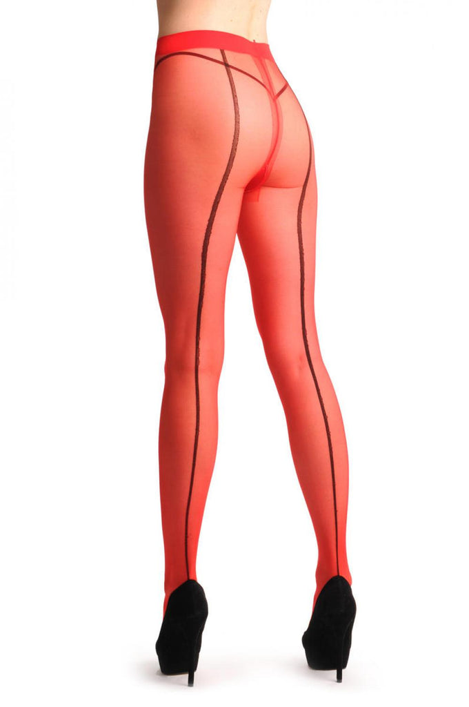 liss kiss Red With Black Back Seam - Tights