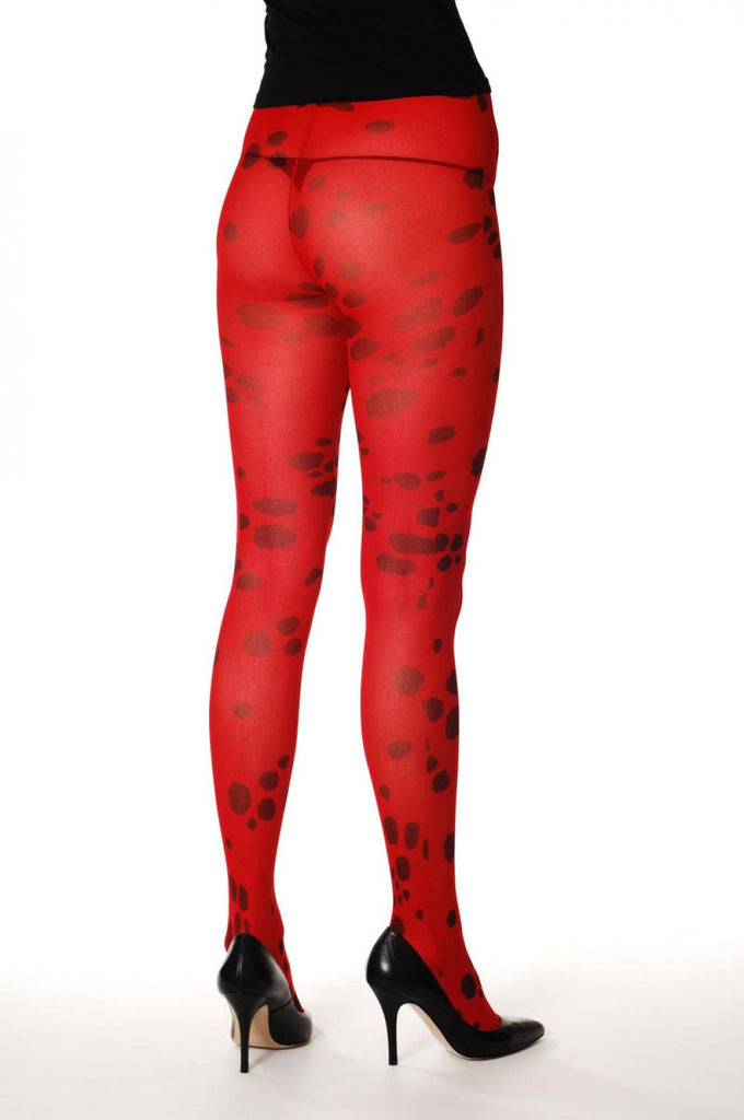 Liss Kiss Red With Black Spots - Tights