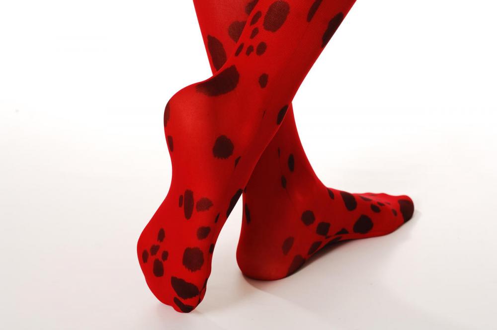 Liss Kiss Red With Black Spots - Tights