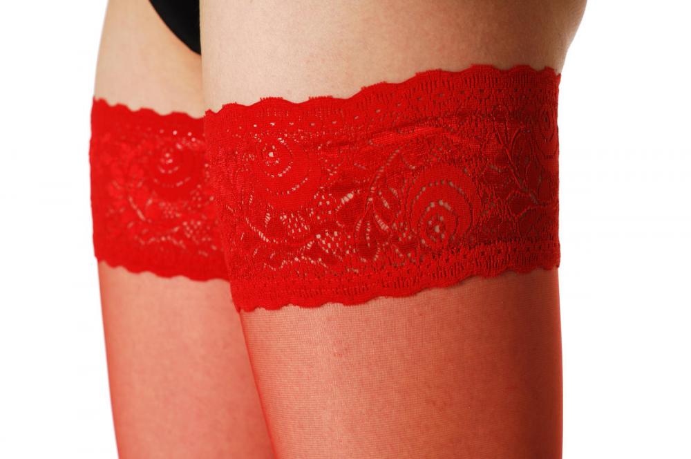 Liss Kiss Red With Lace Silicon Garter - Hold Ups