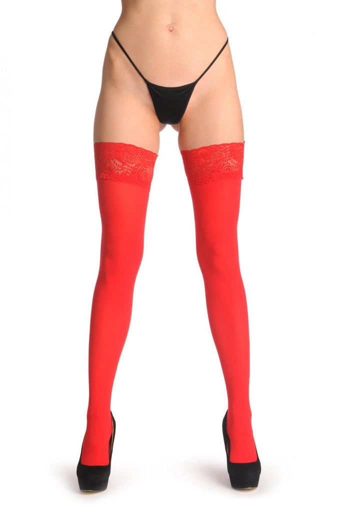 Liss Kiss Red With Lace Silicon Garter - Hold Ups