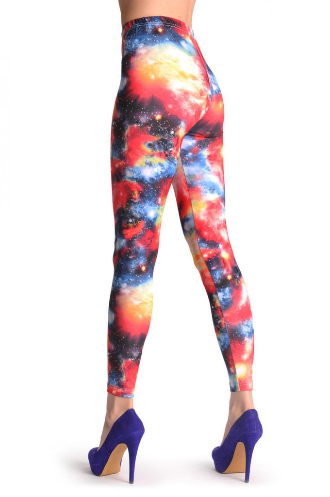 Liss Kiss Red Yellow & Blue Galaxy - Leggings