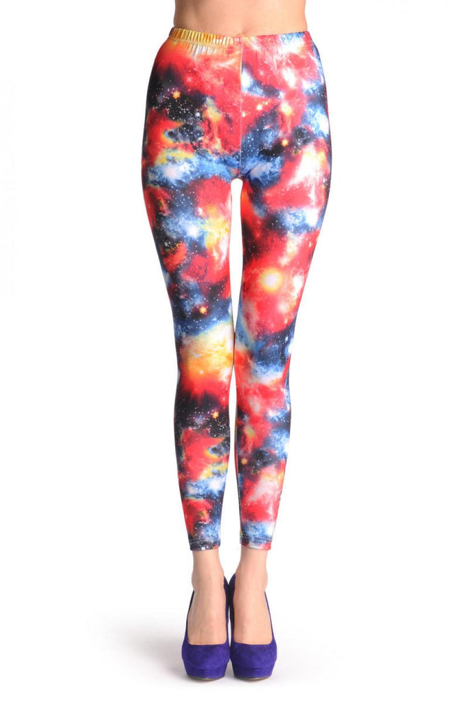 liss kiss Red Yellow & Blue Galaxy - Leggings