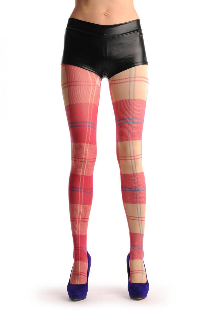liss kiss Red & Yellow Wide Checkered Print - Tights