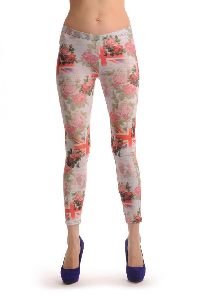 Liss Kiss Roses Bouquet & British Flag - Leggings