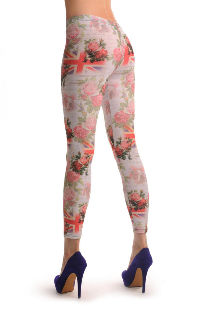 Liss Kiss Roses Bouquet & British Flag - Leggings
