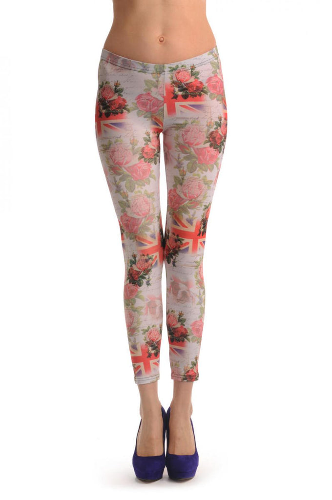 liss kiss Roses Bouquet & British Flag - Leggings