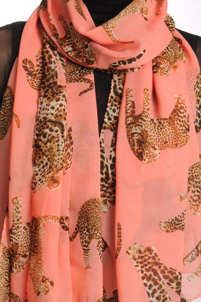 Liss Kiss Safari Leopard On Peach Pink - Scarf