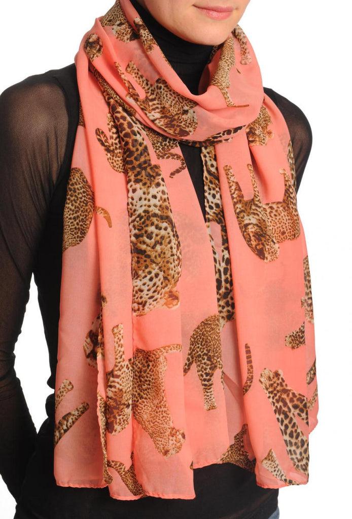liss kiss Safari Leopard On Peach Pink - Scarf
