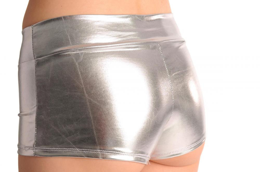 Liss Kiss Silver Faux Leather Shorts - Shorts