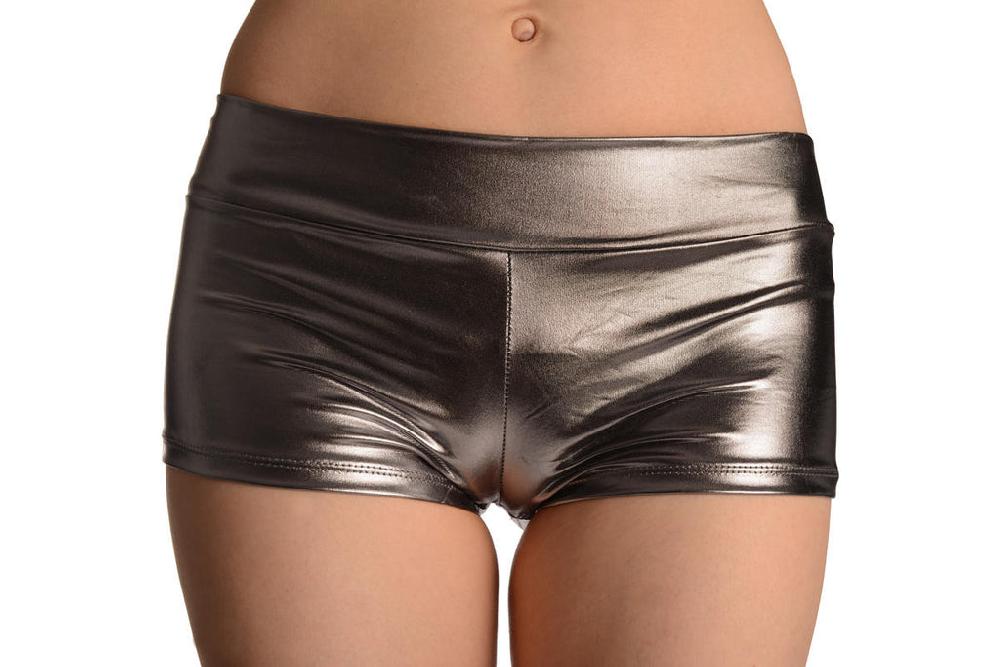 liss kiss Silver Grey Faux Leather Shorts - Shorts