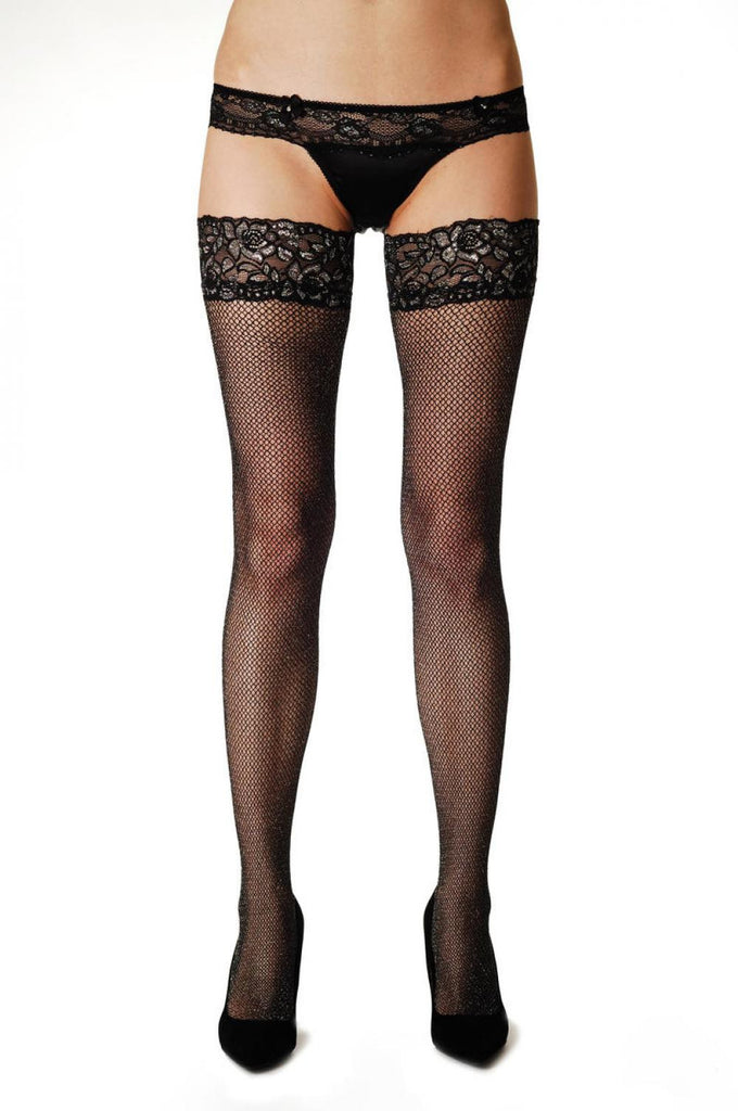 Liss Kiss Silver Lurex With Lurex Garter - Hold Ups