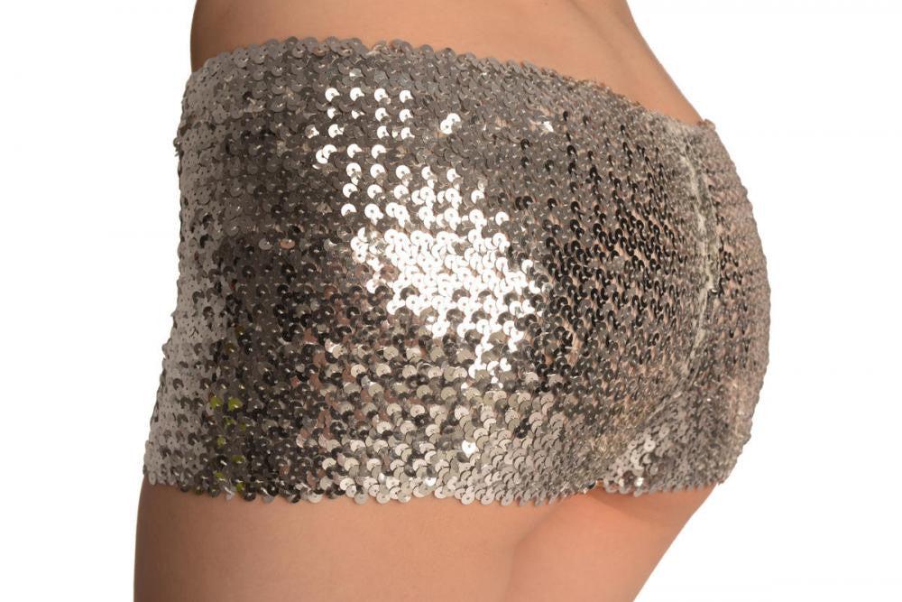 Liss Kiss Silver Sequined Party Shorts - Shorts