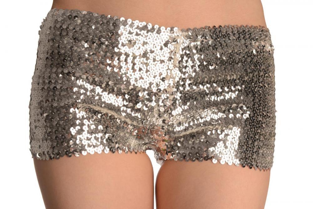 liss kiss Silver Sequined Party Shorts - Shorts