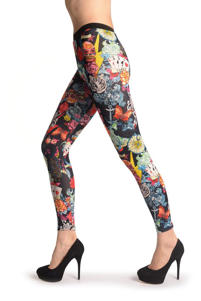 Liss Kiss Skull & Lucky Playing Suit - Leggings