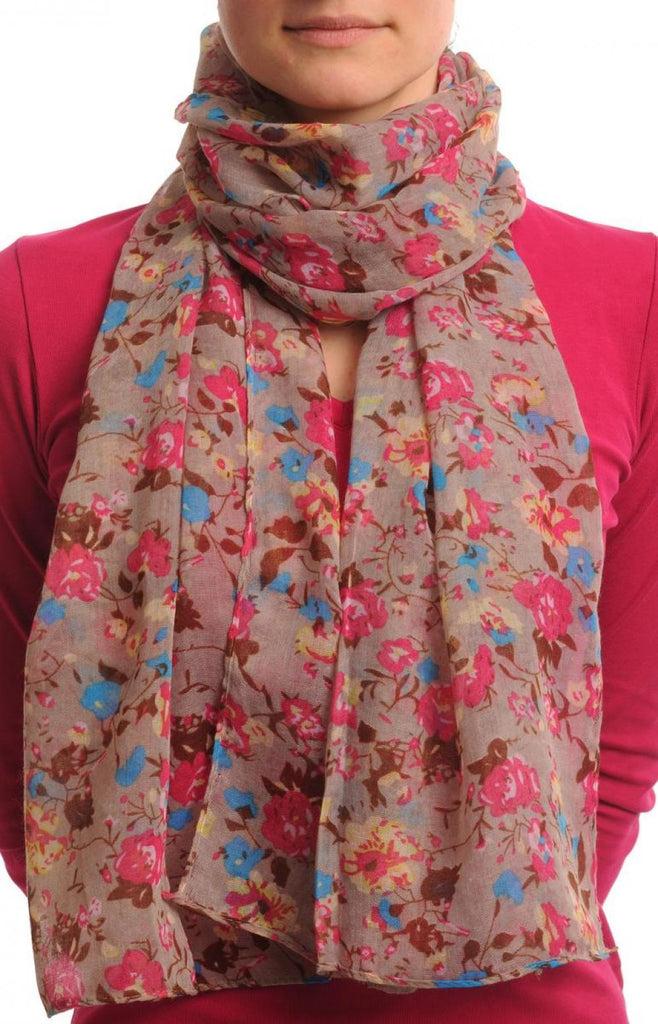 liss kiss Small Climbing Roses On Grey - Scarf
